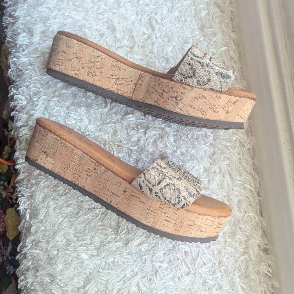 Sundance Isle of Palms Snake Skin Print Platform Leather Sandals Slides Sz 8 - Picture 4 of 7